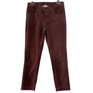 Sundance Womans Velvet Velour Pants Burgundy Mid Rise Slim Straight Leg SZ 8P